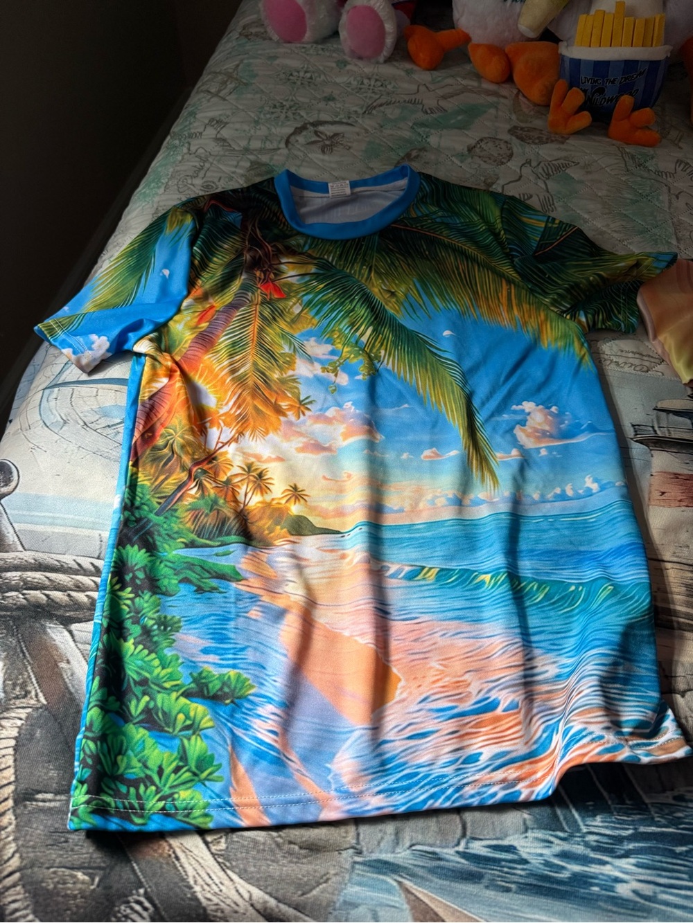 Set of 2-Tropical Palm & Sunset Graphic Tees